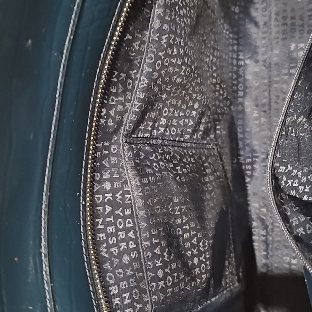 KATE SPADE PURSE ELISSA BRISTOL DRIVE CROC PETROL BLUE LEATHER SHOULDER BAG EUC - Picture 8 of 16